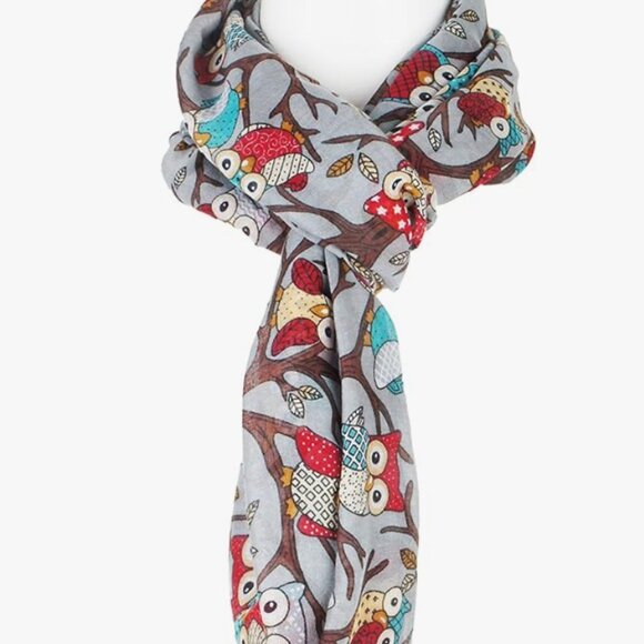 Owls Fall Winter Soft Lightweight Scarf - Picture 2 of 5